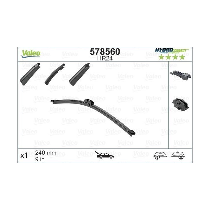 Arka Muz Tipi Silecek Süpürgesi 240 MM Hydroconnect Çoklu Bağlantı HR24 - VALEO 578560