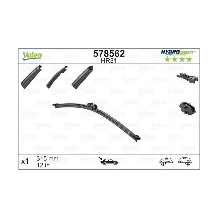 Arka Muz Tipi Silecek Süpürgesi 310 MM Hydroconnect Çoklu Bağlantı HR31 - VALEO 578562
