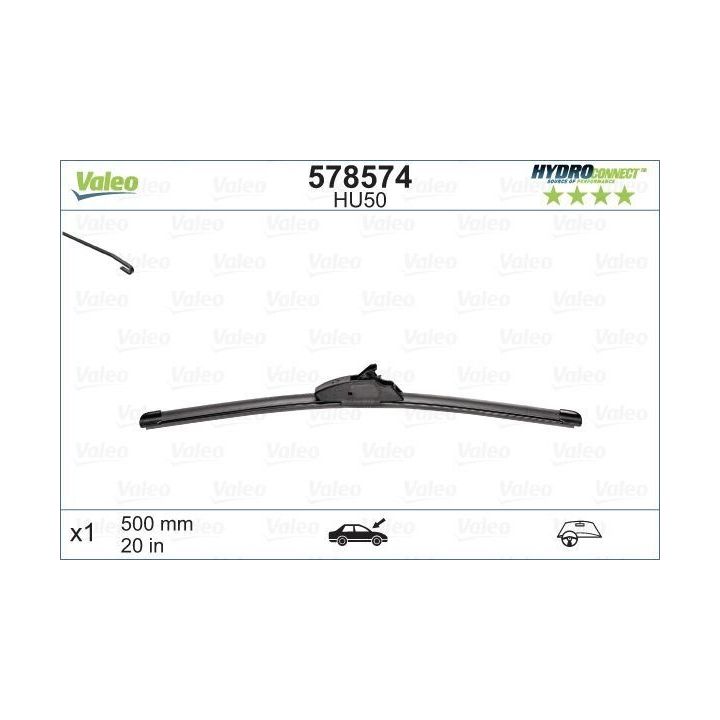 Muz Tipi Silecek Süpürgesi 500 MM Hydroconnect Çoklu Bağlantı HU50 - VALEO 578574
