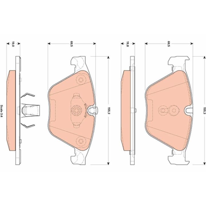Ön Disk Fren Balatası BMW 5 Serisi F10 F11 6 Serisi F12 İçin (2010-2018) - TRW GDB1854