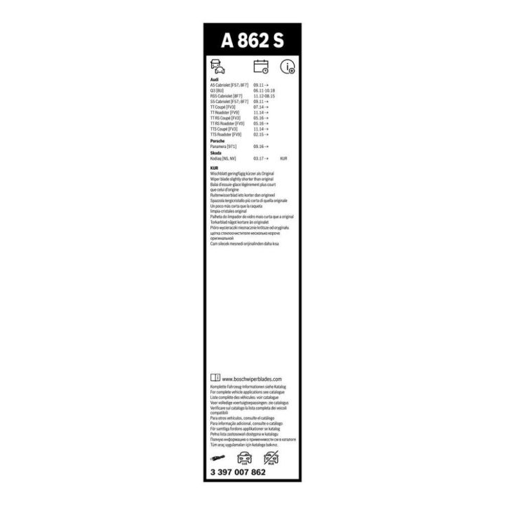 Bosch Aerotwin Muz Silecek Seti 600-530 MM Audi Q8 A5 TT Skoda Kodiaq (2008-) - BOSCH 3397007862