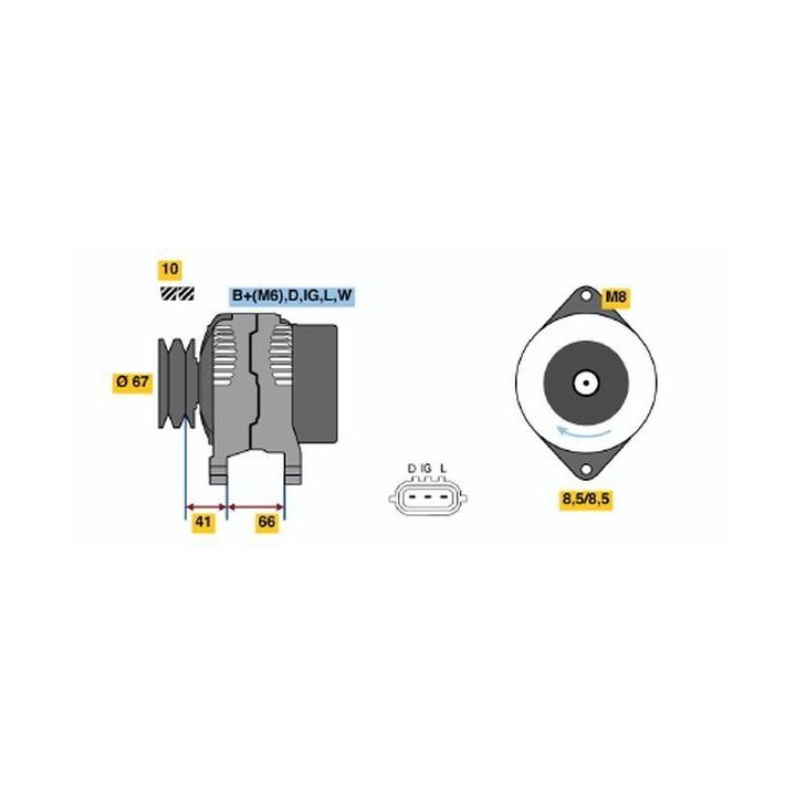 Alternatör 14V 55A VM - BOSCH 0124120001