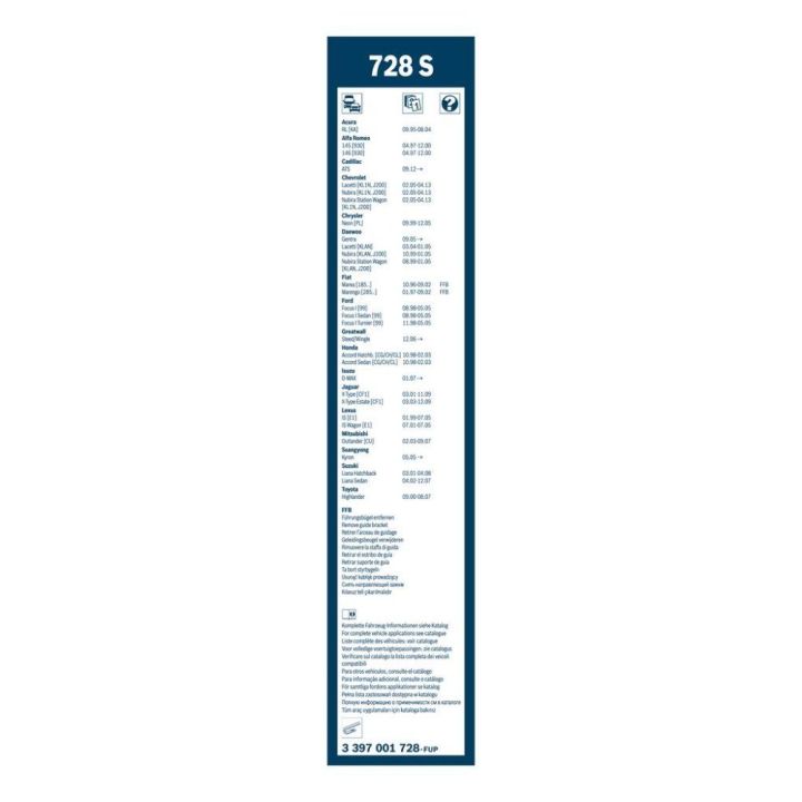 Twin Rüzgarlıklı Silecek Seti 550/475 mm Ford Focus Toyota Corolla (1998-2005) - Bosch 3397001728