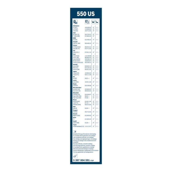 Twin Rüzgarlıklı Tekli Silecek 550 MM Nissan Juke Audi TT Modelleri İçin (2000-) - Bosch 3397004591