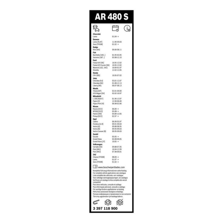 Ön Cam Silecek Takımı Fiesta Vectra B Polo İçin 475/475MM (1995-) - BOSCH 3397118900