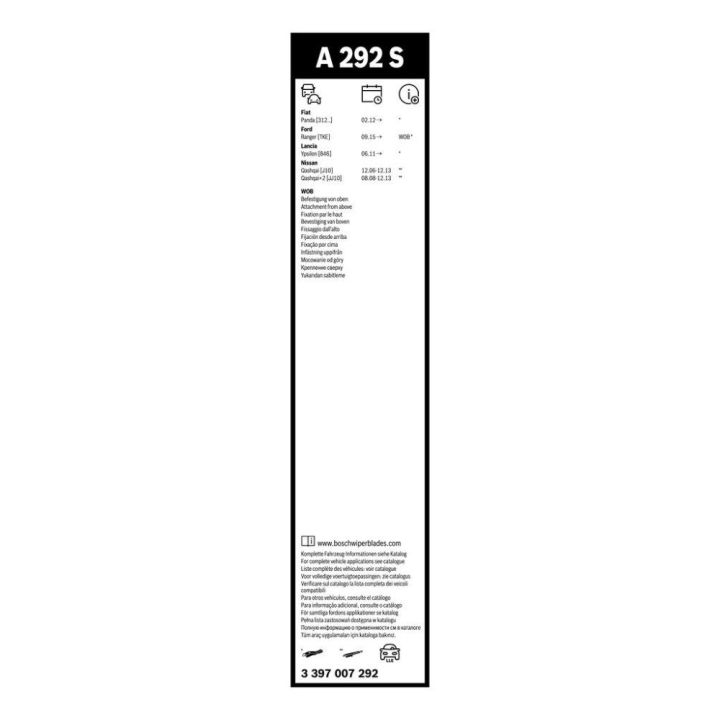 Silecek Süpürgesi Takımı Aerotwin 600/380 MM Ford Ranger Nissan Qashqai Fiat Panda Lancia Ypsilon İçin - BOSCH 3397007292