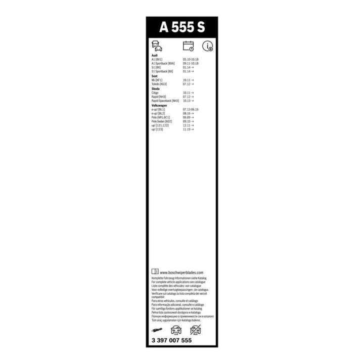 Ön Silecek Süpürgesi Aerotwin Muz Tipi Takım 600-400mm Polo Toledo Rapid Audi A1 BM (2010-) - Bosch 3397007555