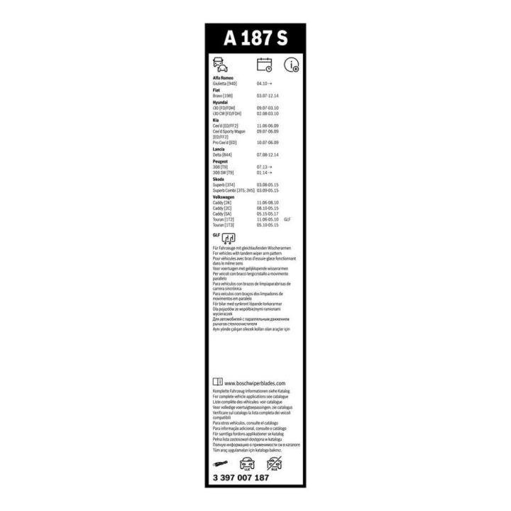 Ön Silecek Süpürgesi Aerotwin Muz Tipi Seti 600-450mm Alfa Romeo Fiat Hyundai Kia Peugeot Skoda VW İçin - Bosch 3397007187