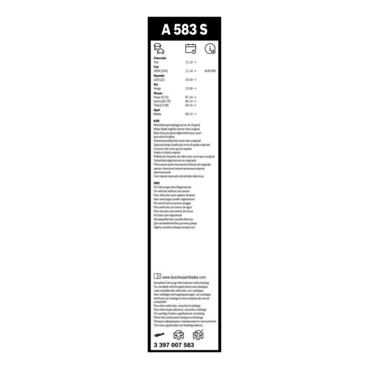 Bosch Aerotwin Silecek Takımı 650-340MM Kia Venga iX10 Opel Mokka A Trax Fiat 500X İçin (2010-) - Bosch 3397007583