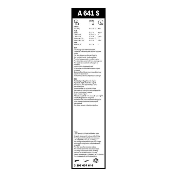 Bosch Aerotwin Silecek Süpürgesi A641S 725/625mm B-Max C-Max II Astra J İçin - BOSCH 3397007644