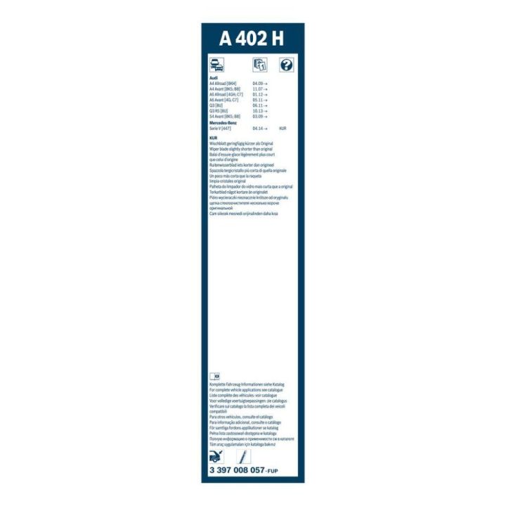 Arka Aerotwin Cam Sileceği 400mm Audi A4 Avant A6 Avant A6 Quattro Q3 İçin (2008-) - BOSCH 3397008057