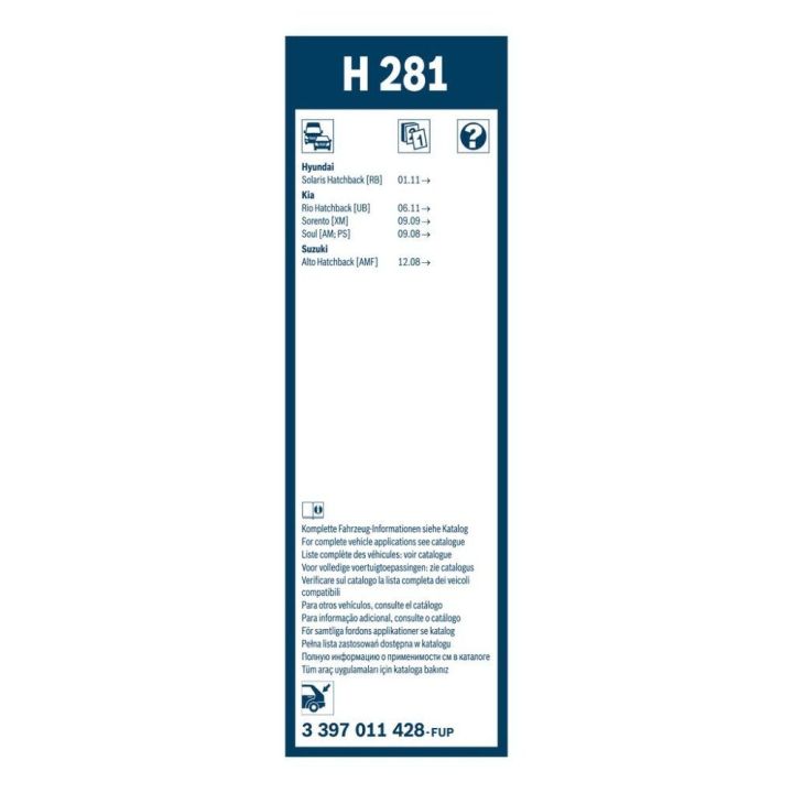 Arka Cam Sileceği Plastik 280mm Kia Rio Soul Sorento Solaris İçin (2009-) - BOSCH 3397011428
