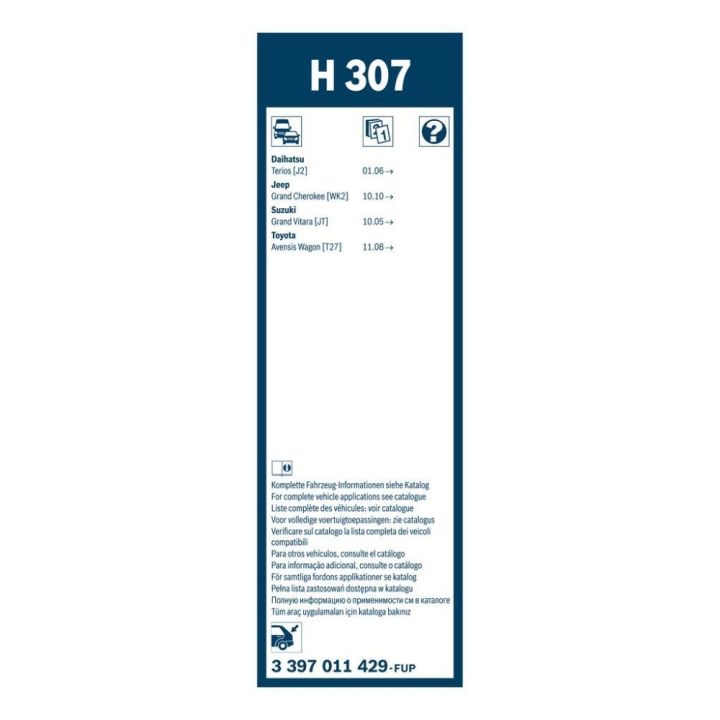 Arka Cam Sileceği Plastik (300 MM) RAV4 Grand Vitara Terios Avensis İçin (2000-) - Bosch 3397011429