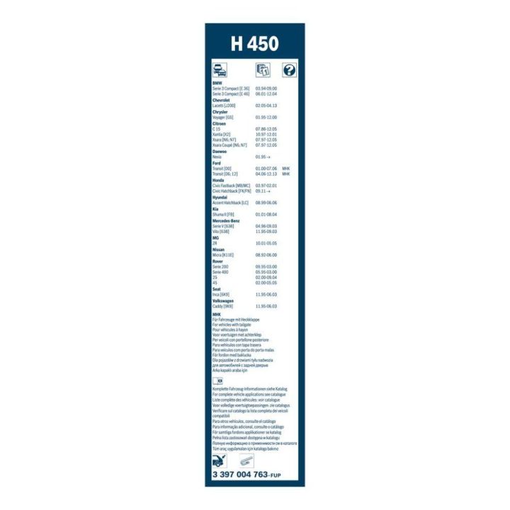 Arka Cam Sileceği Twin (450 mm) H450 Micra C15 Nexia Transit Lacetti İçin (1986-) - Bosch 3397004763