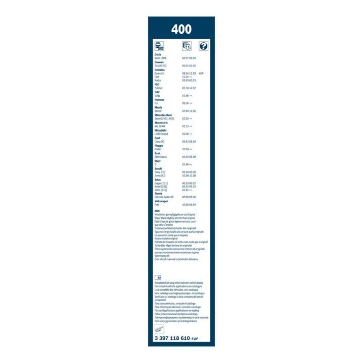Ön Cam Silecek Takımı Twin 400/400 Mm Tico Panda Mb G Serisi Corsa A Golf II İçin (1986-) - Bosch 3397118610