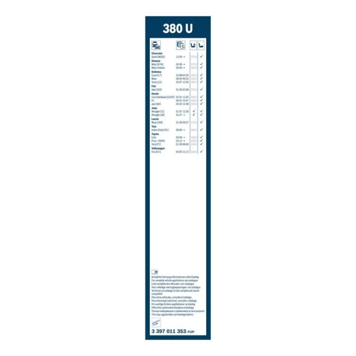 Twin Tekli Silecek 380 MM Jeep Wrangler Daihatsu Cuore Move Terios İçin (1998-) - BOSCH 3397011353