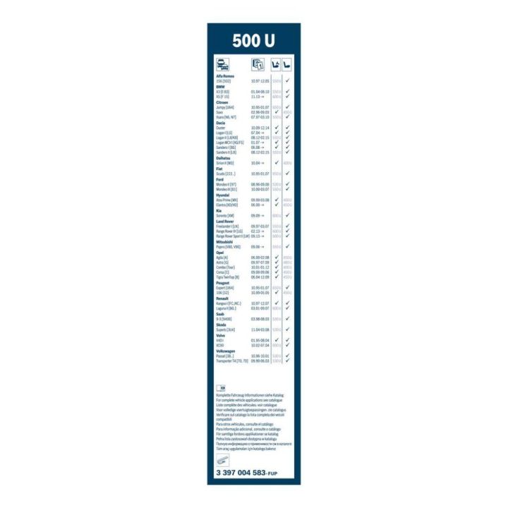 Twin Tekli Silecek 500 MM Oka Tawrija Slavuta Mercedes 190 E İçin (1986-) - BOSCH 3397004583