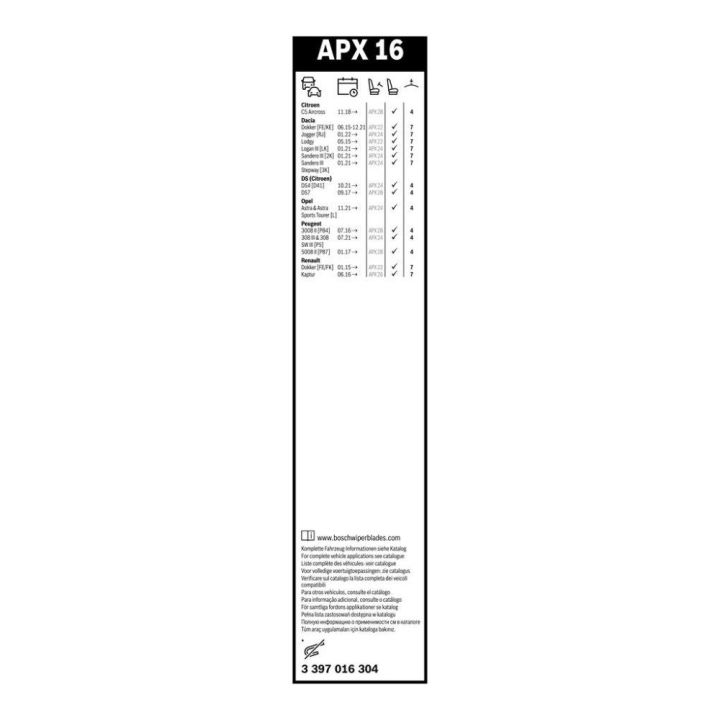 Aerotwin Plus Tekli Silecek Süpürgesi 400mm (16") Dokker Lodgy 3008 5008 308 Astra DS4 - BOSCH 3397016304