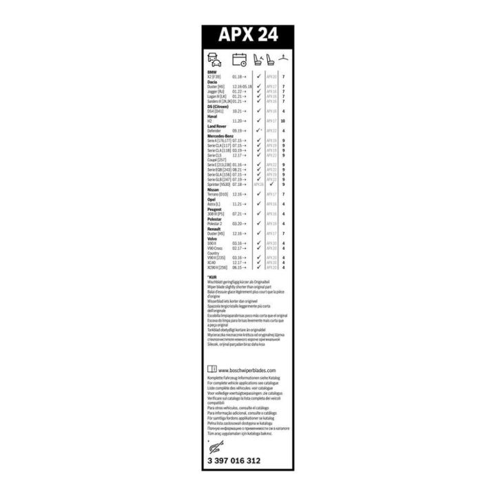 Ön Silecek Süpürgesi 600mm (24 İnç) Aerotwin Plus - BOSCH 3397016312