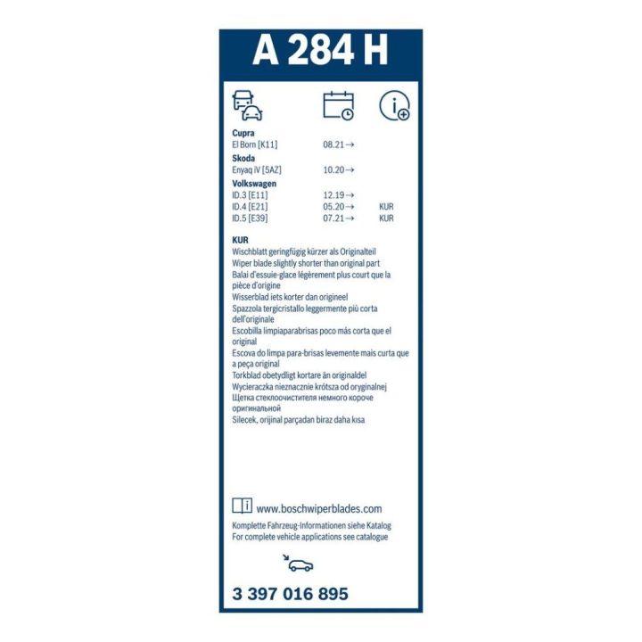 Arka Silecek Süpürgesi Aerotwin 280mm Seat Ateca Skoda Kodiaq VW ID.3 ID.4 (2016-) - BOSCH 3397016895