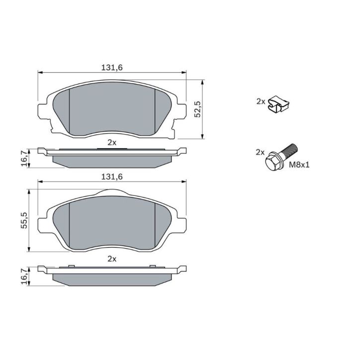 Ön Fren Balatası Opel Corsa 1.0 1.2 (2000-2006) - Bosch 0986424527
