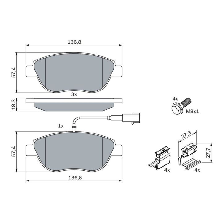 Ön Fişli Fren Balatası Fiat Stilo ve Stilo Multi Wagon (2001-) - Bosch 0986424596