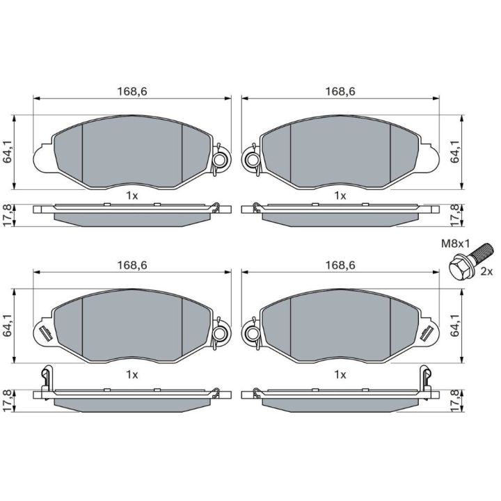 Ön Fren Balatası Ford Transit V184 İçin (2000-2006) - Bosch 0986494037
