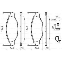 Ön Fren Balatası Peugeot 206 İçin (1998-2009) - Bosch 0986494039