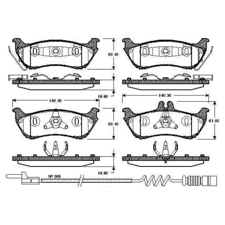 Arka Disk Fren Balatası İkaz Kablolu WVA 23192 (140,3x61x16,6mm) - Bosch 0986TB2783