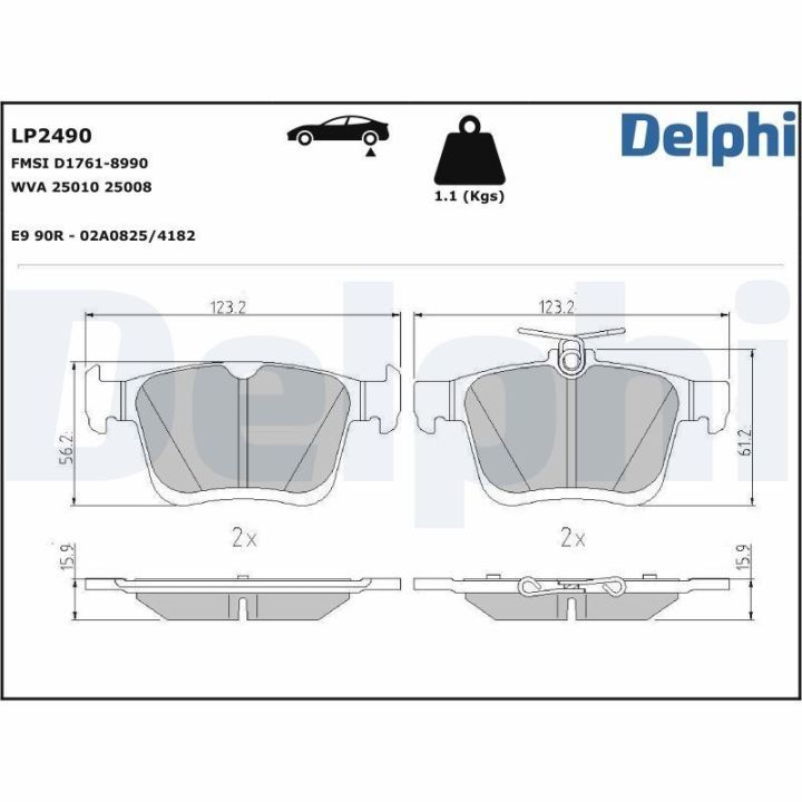 Arka Fren Balatası 123mm Golf VI-VII Audi A3 Seat Ateca Leon (2012-) - Delphi LP2490
