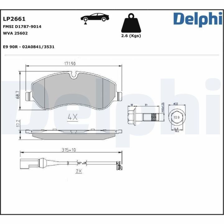 Ön Fren Balatası WVA 25602 Ford Tourneo Transit (2012-) - Delphi LP2661