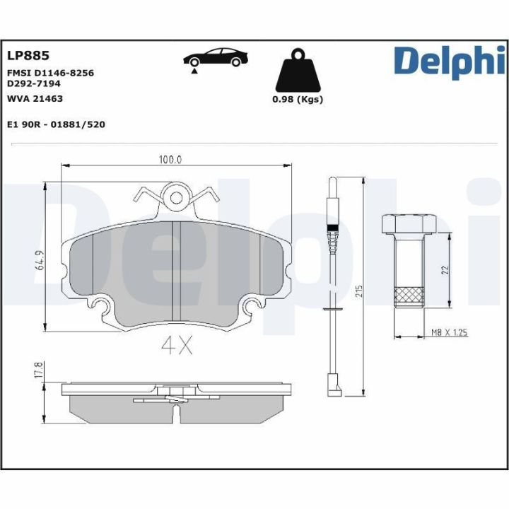 Ön Fren Balatası Logan Sandero Clio Megane 1 Lada (1990-) - Delphi LP885