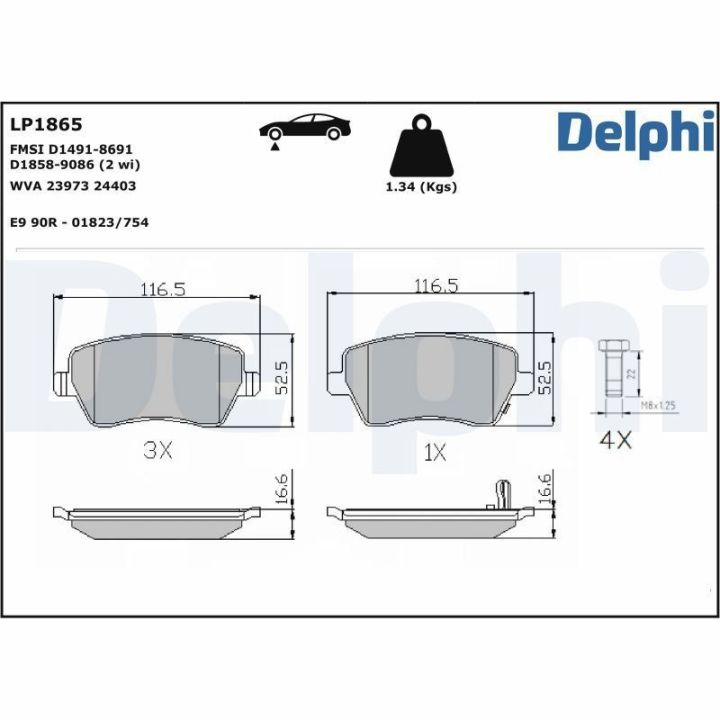 Ön Fren Balatası Opel Agila Renault Zoe Suzuki Splash Swift 3 - Delphi LP1865