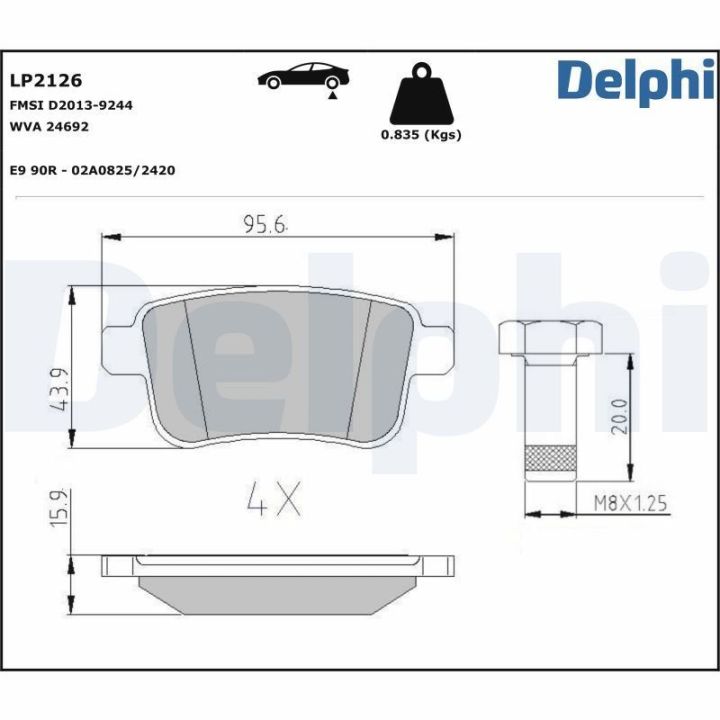 Arka Fren Balatası Mercedes Citan Nissan NV250 Renault Kangoo (2008-) - DELPHİ LP2126