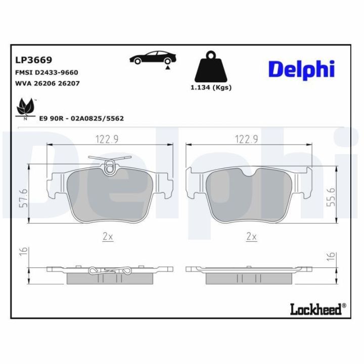 Arka Fren Balatası Golf Viii Audi A3 Leon Octavia (2020-) - Delphi Lp3669