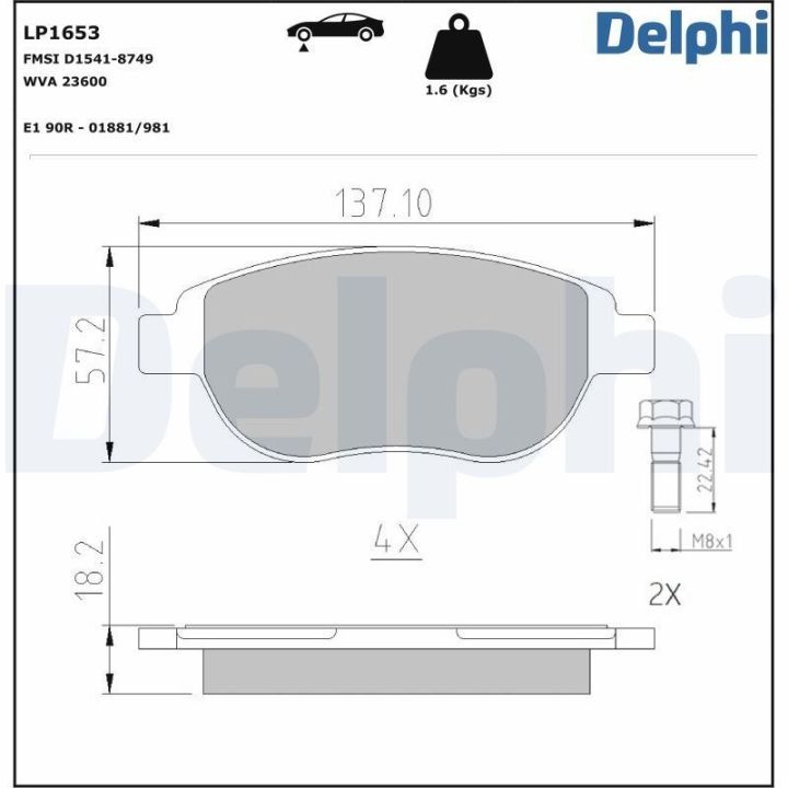 Ön Fren Balatası Peugeot Partner İçin (2002-) - Delphi LP1653