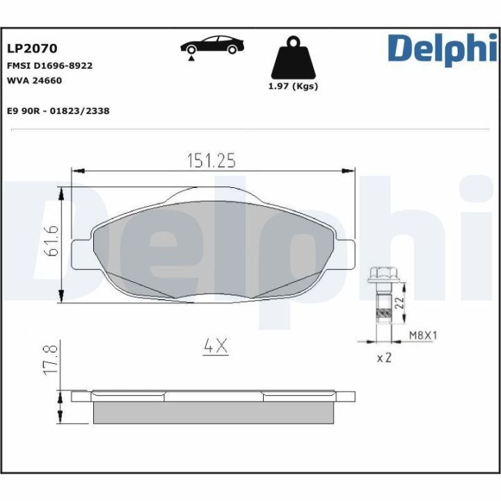 Ön Fren Balatası Peugeot 308 1.6 e-HDi İçin - Delphi LP2070