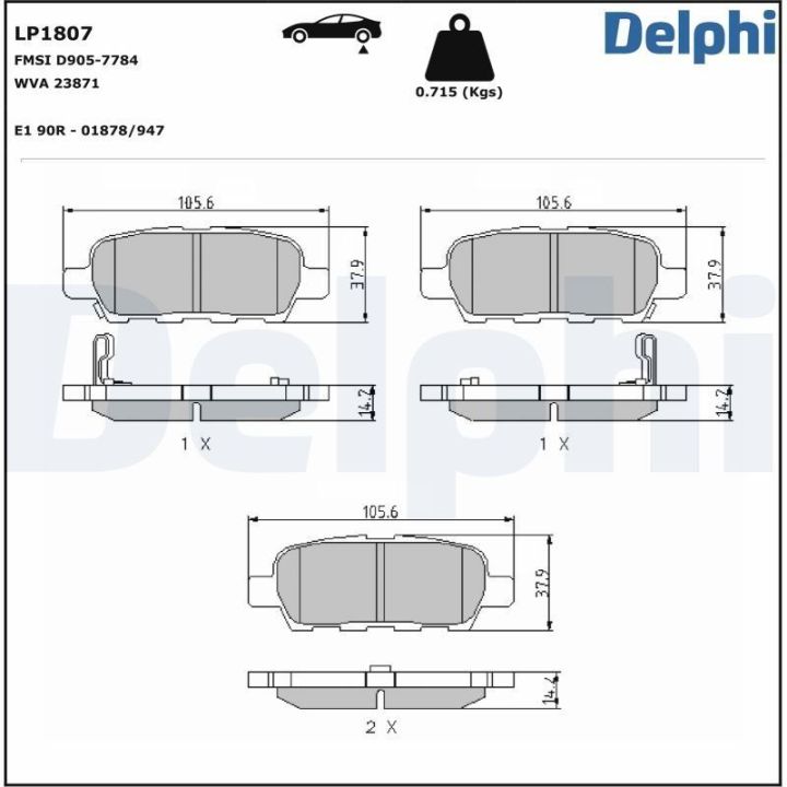 Arka Fren Balatası Nissan Qashqai J10 X-Trail Pathfinder (2007-) - DELPHİ LP1807