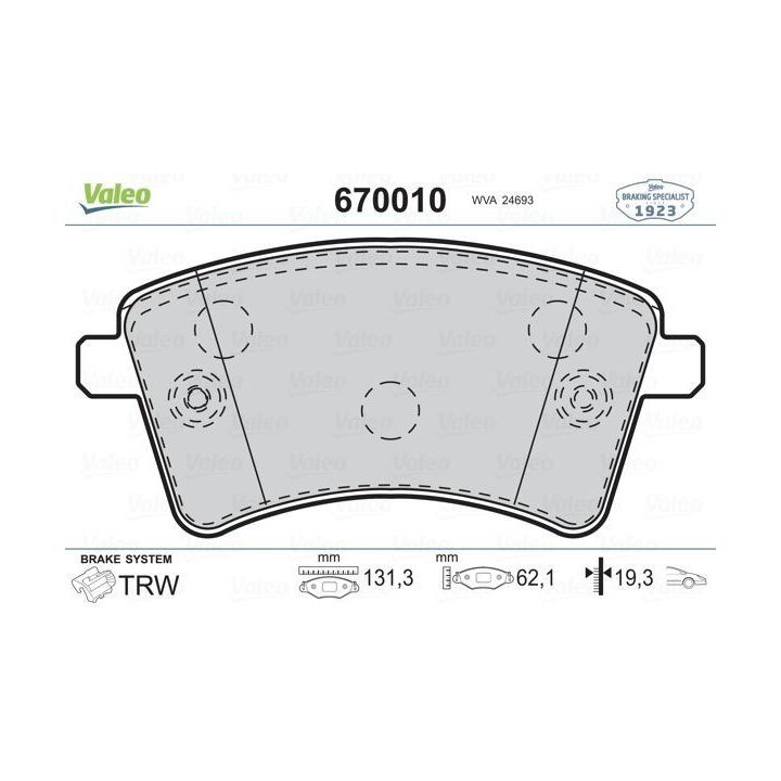 Ön Disk Fren Balatası Renault Kangoo 1.5 DCI İçin (2008-) - VALEO 670010