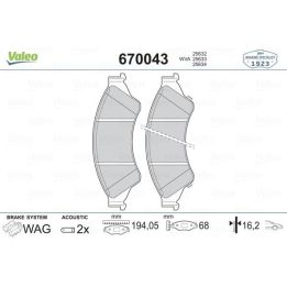 Ford Ranger Pick-Up Ön Fren Balatası (2012-) - VALEO 670043