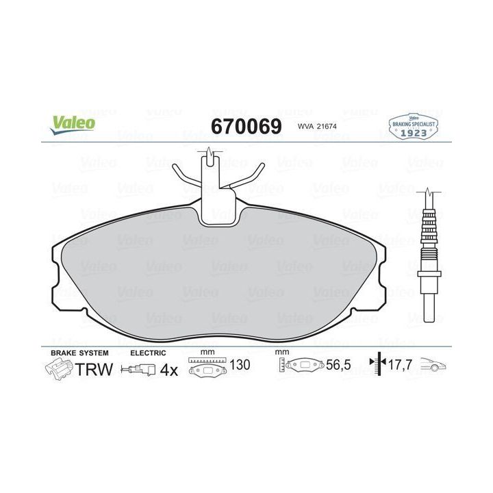 Peugeot 406 ve 406 Coupe Ön Fren Balatası - VALEO 670069