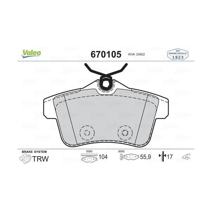 Arka Disk Fren Balatası Peugeot 308 3008 5008 RCZ (2009-) - Valeo 670105