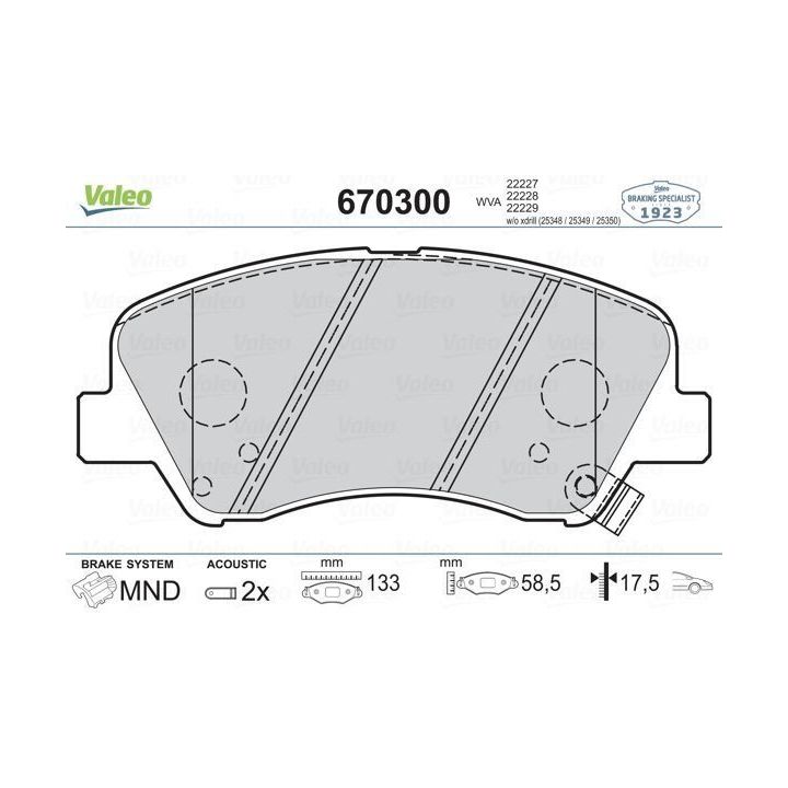 Ön Disk Fren Balatası Hyundai Accent Blue 1.4 1.6 CRDI (2011-) - Valeo 670300