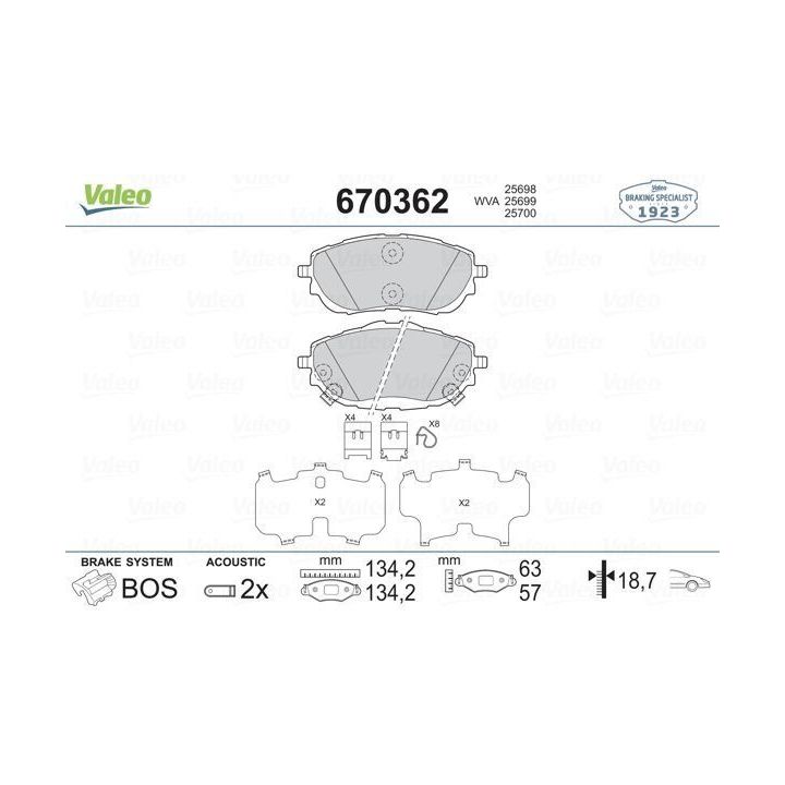 Toyota Auris Corolla Ön Disk Fren Balatası (2012-) - Valeo 670362