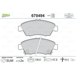Ön Disk Balatası Honda Civic VI Modelleri İçin (2001-) - VALEO 670494