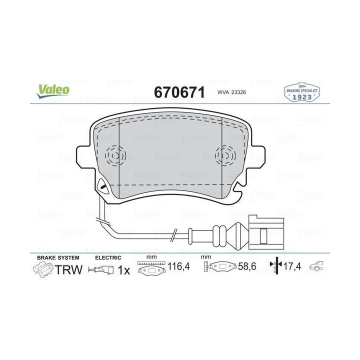Arka Fişli Disk Balatası VW Transporter T5 İçin (2003-) - VALEO 670671