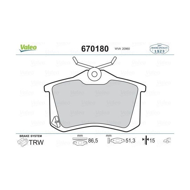 Arka Disk Fren Balatası Renault Megane II Golf III-IV Passat III Polo C3 C4 P307 Audi A3 A4 - VALEO 670180