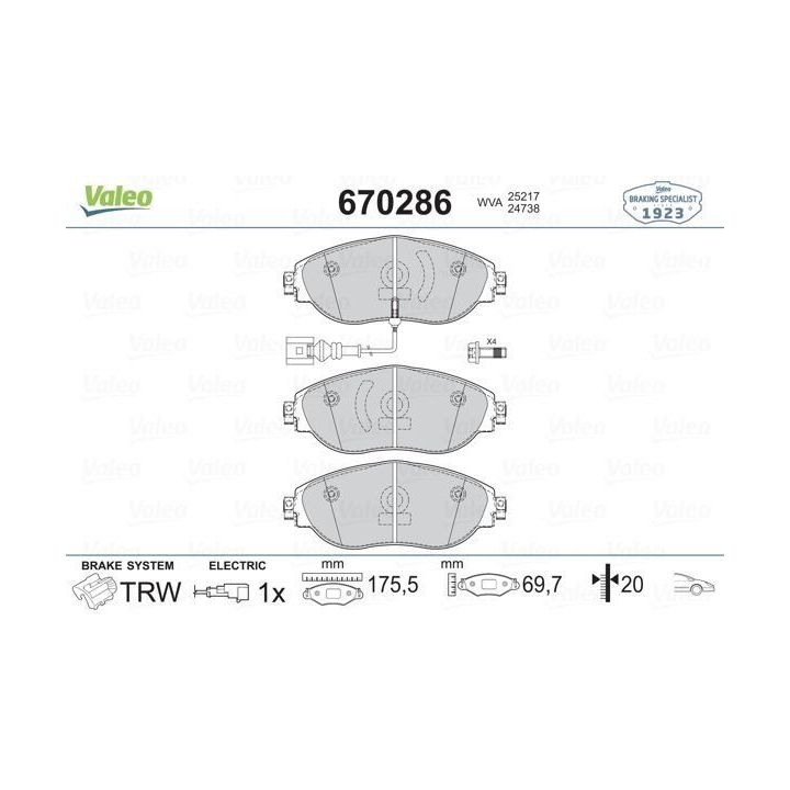 Ön Disk Fren Balatası VW CC Passat Golf VII Audi A3 Seat Leon Skoda Octavia İçin (2008-) - VALEO 670286