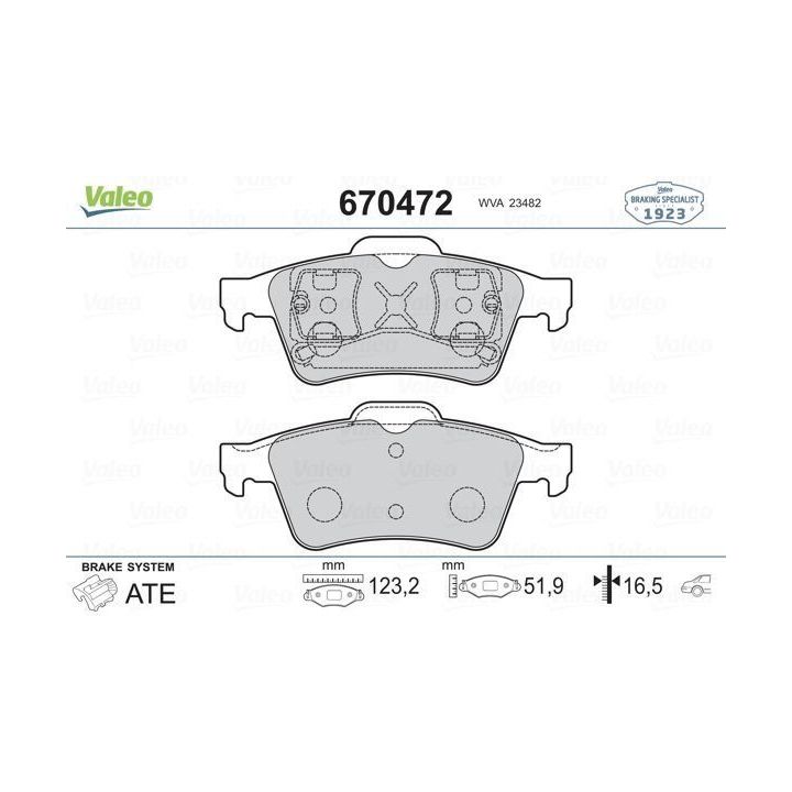 Arka Disk Fren Balatası Ford Focus C-Max Transit Connect Renault Megane Opel Vectra C Nissan Primera - VALEO 670472