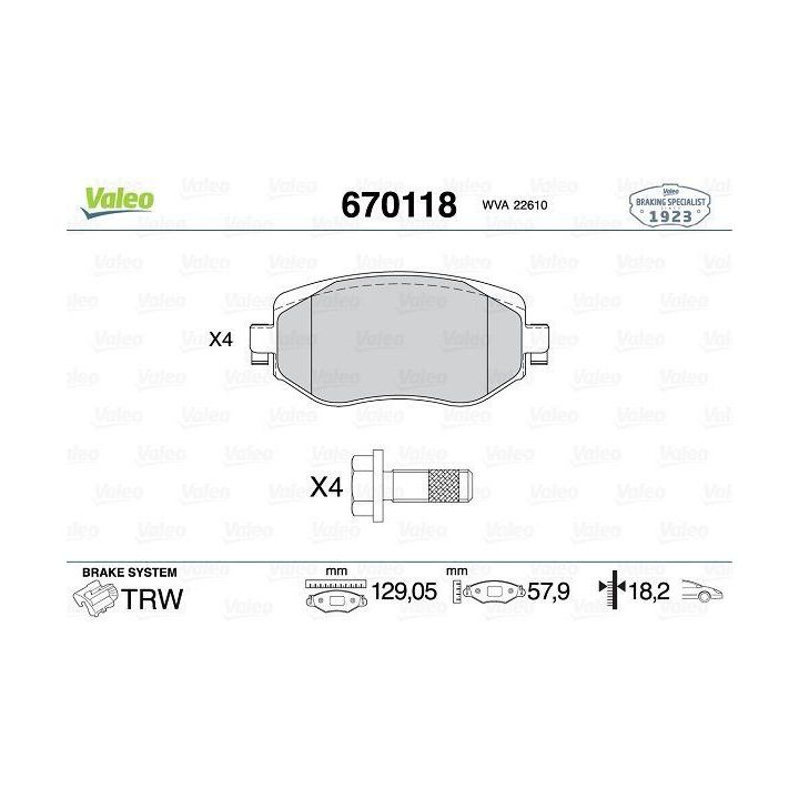 Ön Disk Fren Balatası Renault Megane IV İçin - VALEO 670118